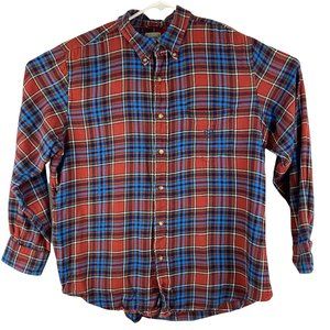 Chaps Long Sleeve Button Down Men’s Flannel Plaid Red Blue Black Size Large Lg
